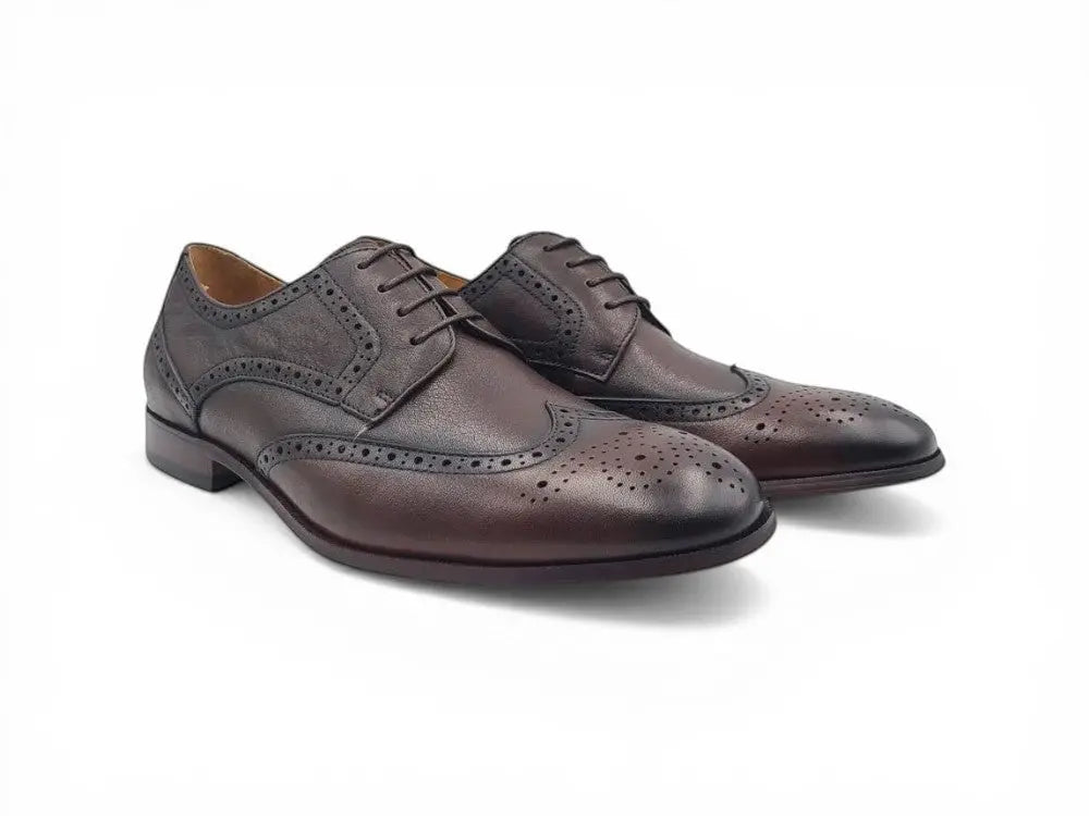 Carrucci Shoes Blucher Style Oxford Tumbled Calf Leather Flex Sole KS621 01 side view