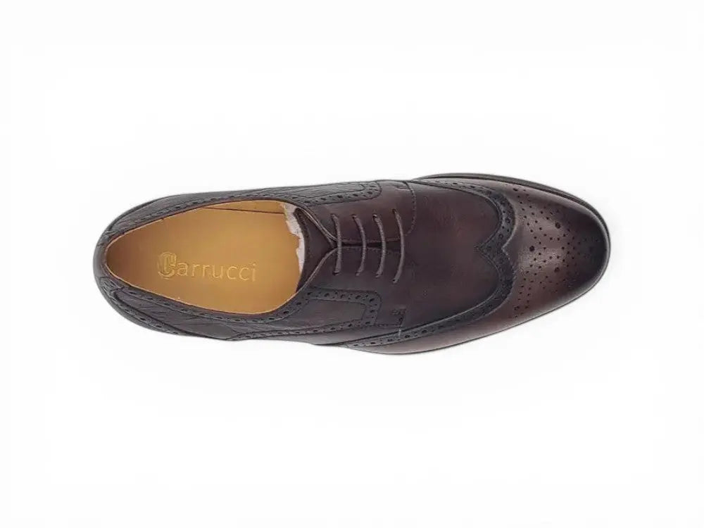 Carrucci Shoes Blucher Style Oxford Tumbled Calf Leather Flex Sole KS621 01 back view
