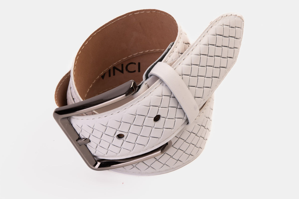 Vinci Leather The Layla White Woven Leather Belt – product view 6