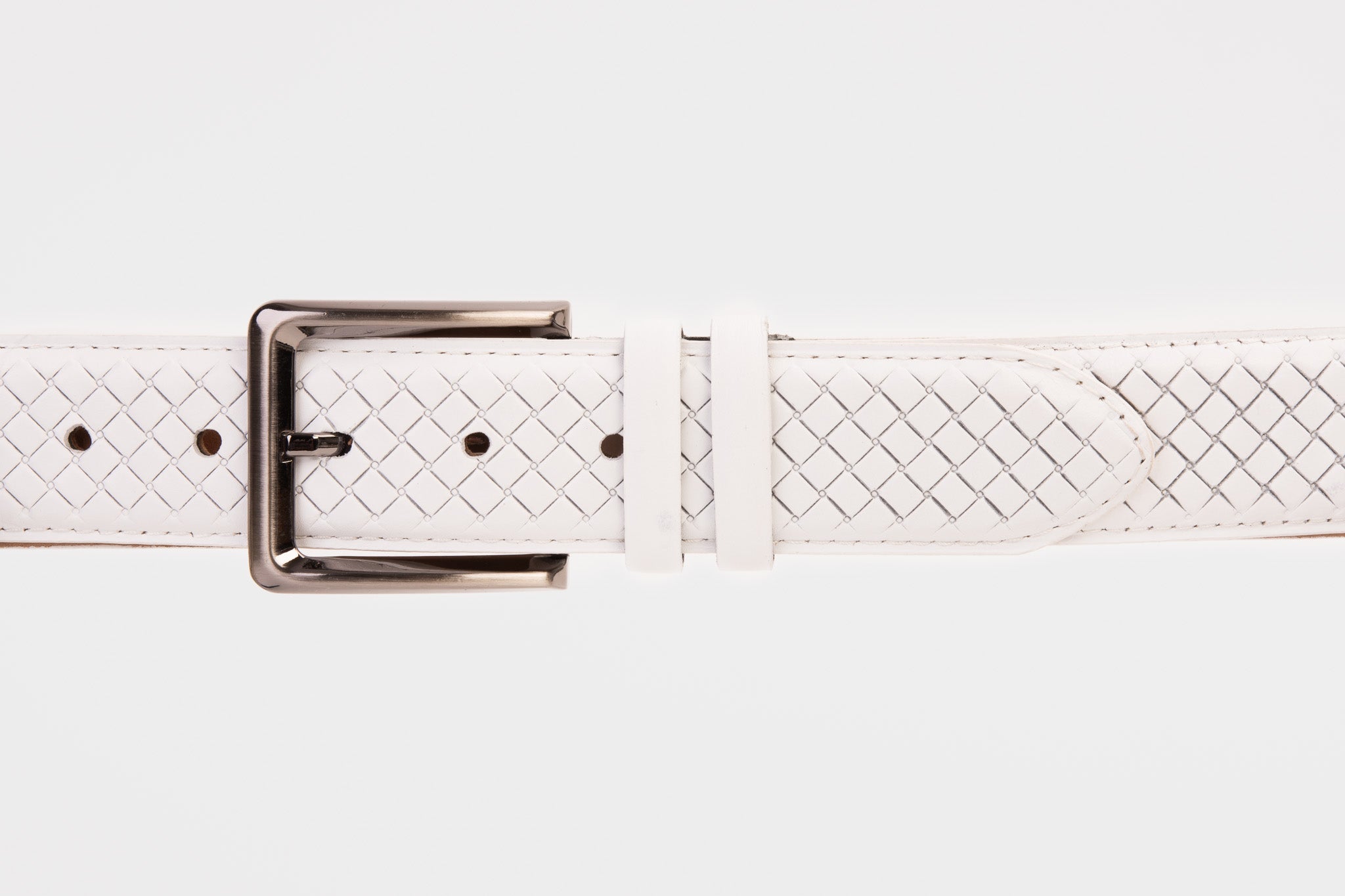 The Layla White Woven Leather Belt