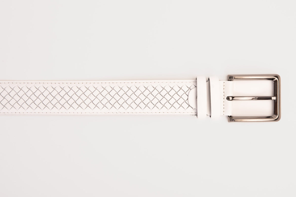 Vinci Leather The Layla White Woven Leather Belt – product view 4