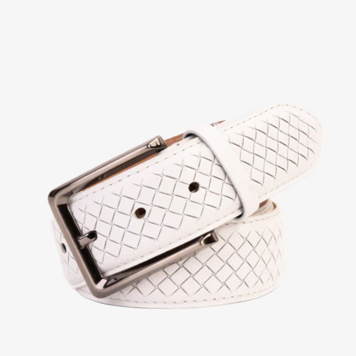 Vinci Leather The Layla White Woven Leather Belt – product view 1
