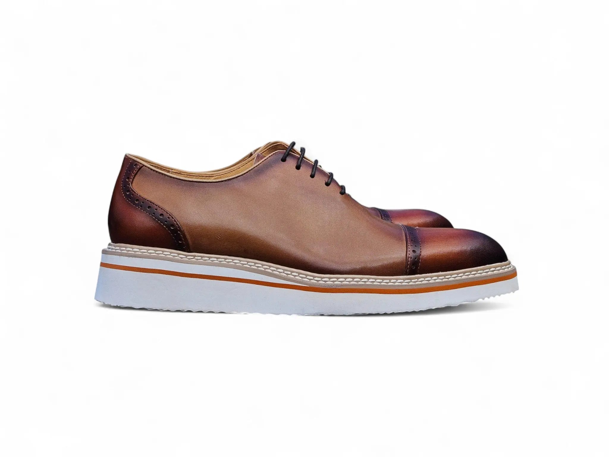 Carrucci Shoes Elegant Two Tone Cap Toe Calfskin Oxford KS552 20T back view