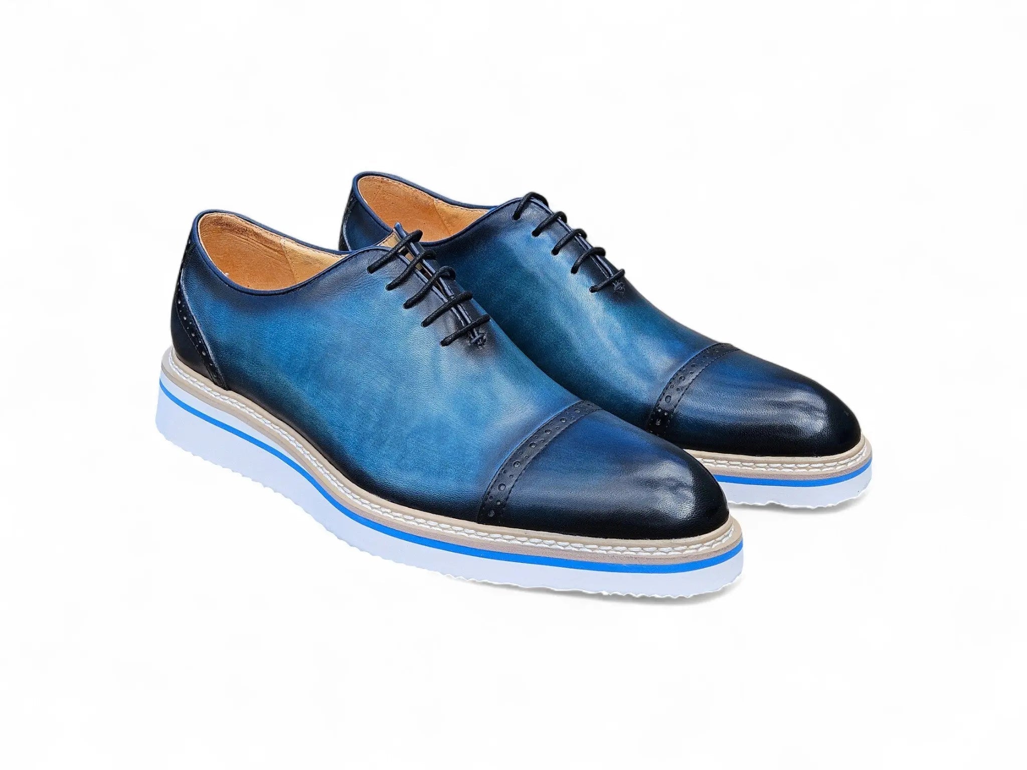 Carrucci Shoes Elegant Two Tone Cap Toe Calfskin Oxford KS552 20T view 12