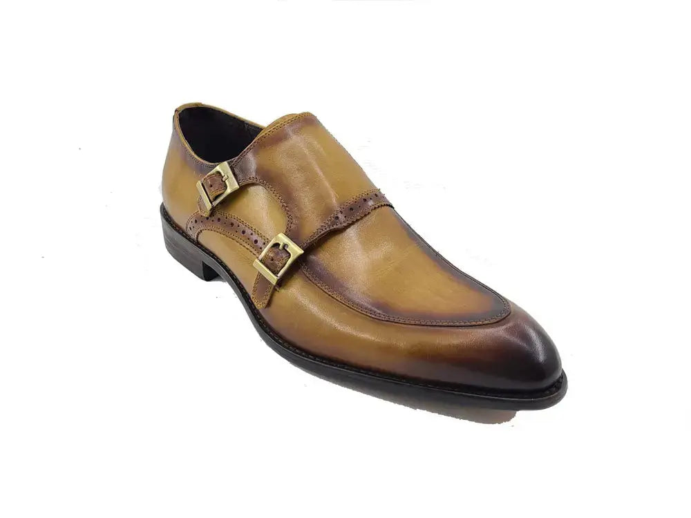Carrucci Shoes Two Tone Monk Strap Buckle Loafer Leather KS479 05 view 8