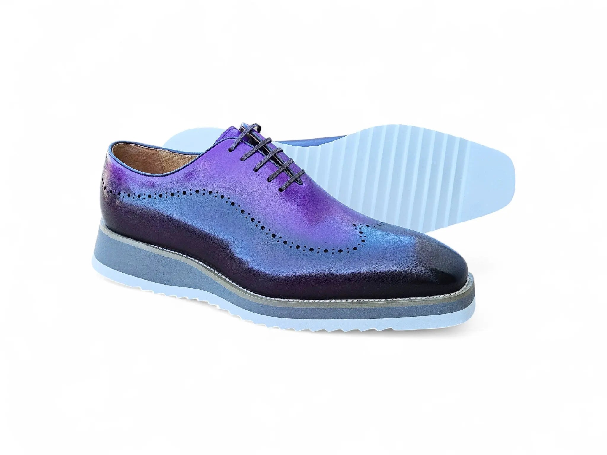 Carrucci Shoes Two Tone Oxford Men's Calfskin Leather KS515 33T side view
