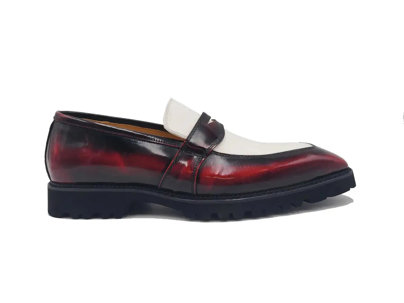 Carrucci Shoes Two Tone Patent Leather Penny Loafer Leather KS480 102PT view 9
