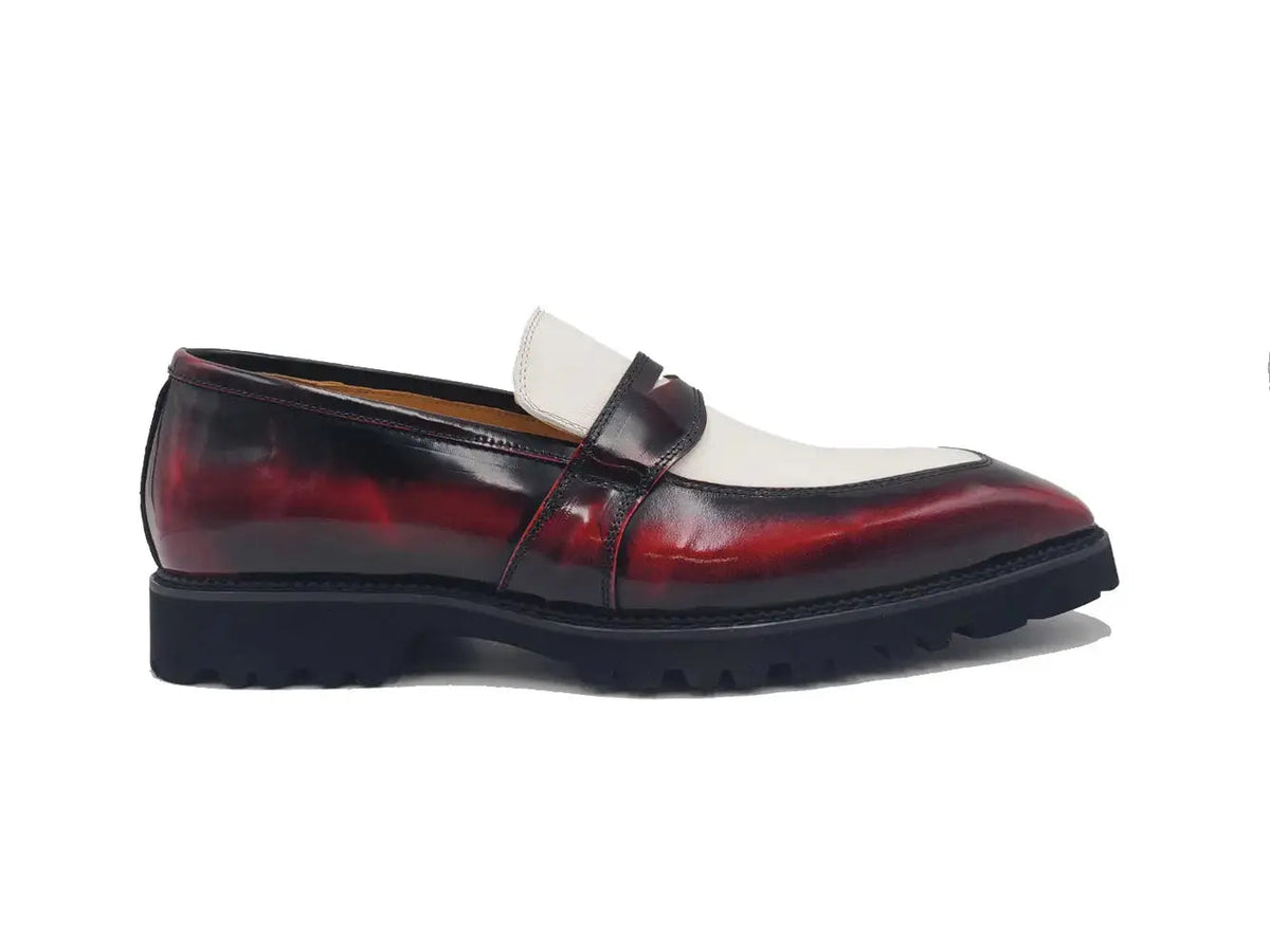 Carrucci Shoes Two Tone Patent Leather Penny Loafer Leather KS480 102PT view 9
