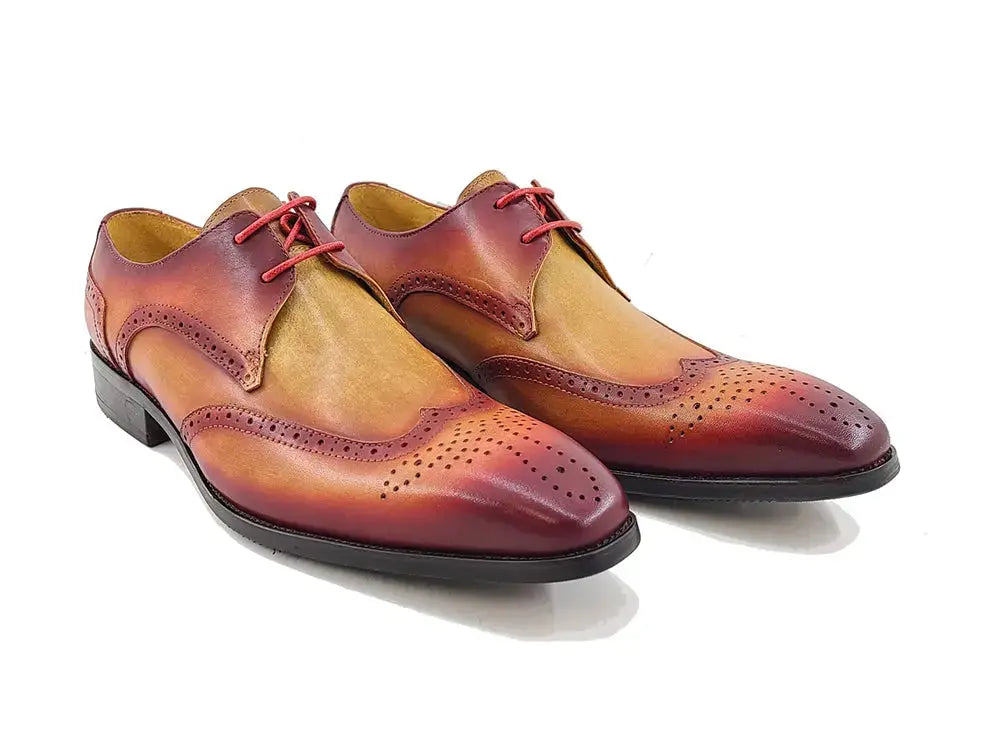 Carrucci Shoes KS Two Tone Wing Tip Blucher Oxford Calfskin KS503 69T top view