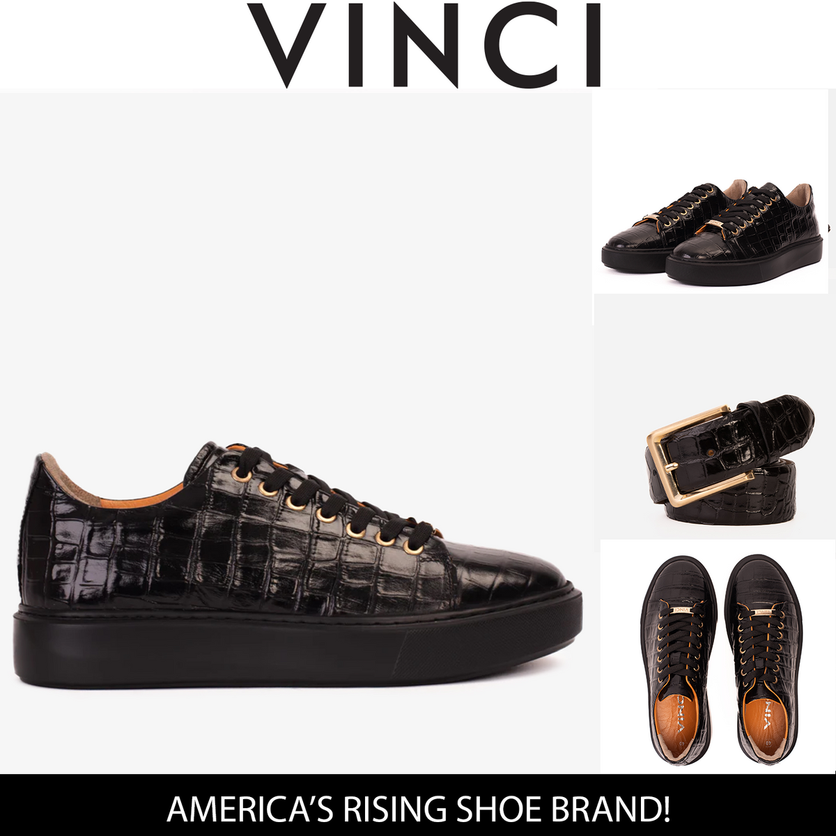 Vinci Leather The Dublin Black Leather Men Sneaker – product view 9