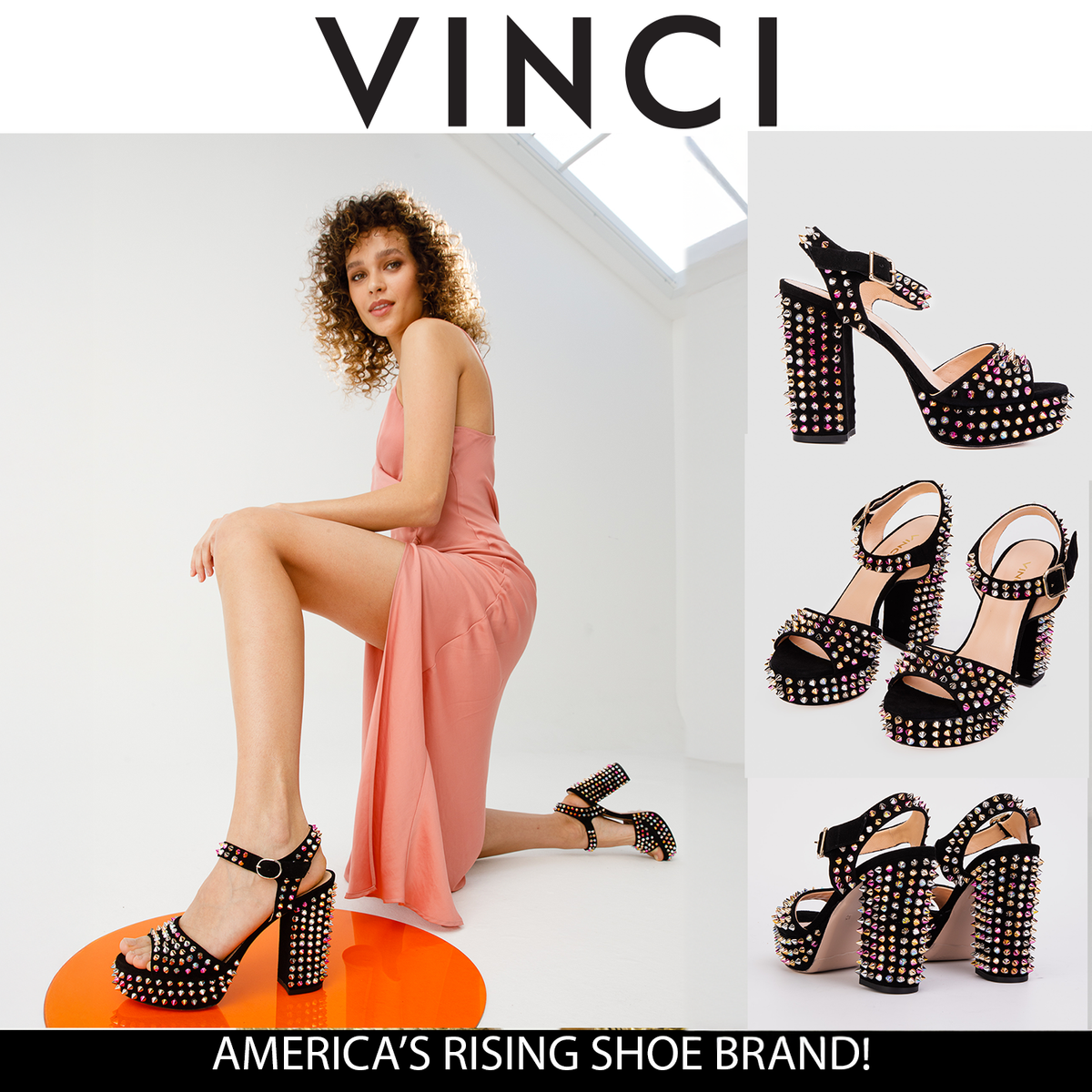 Vinci Leather The Tampico Black Suede Leather Spike Platform Heel Women Sandal – product view 8