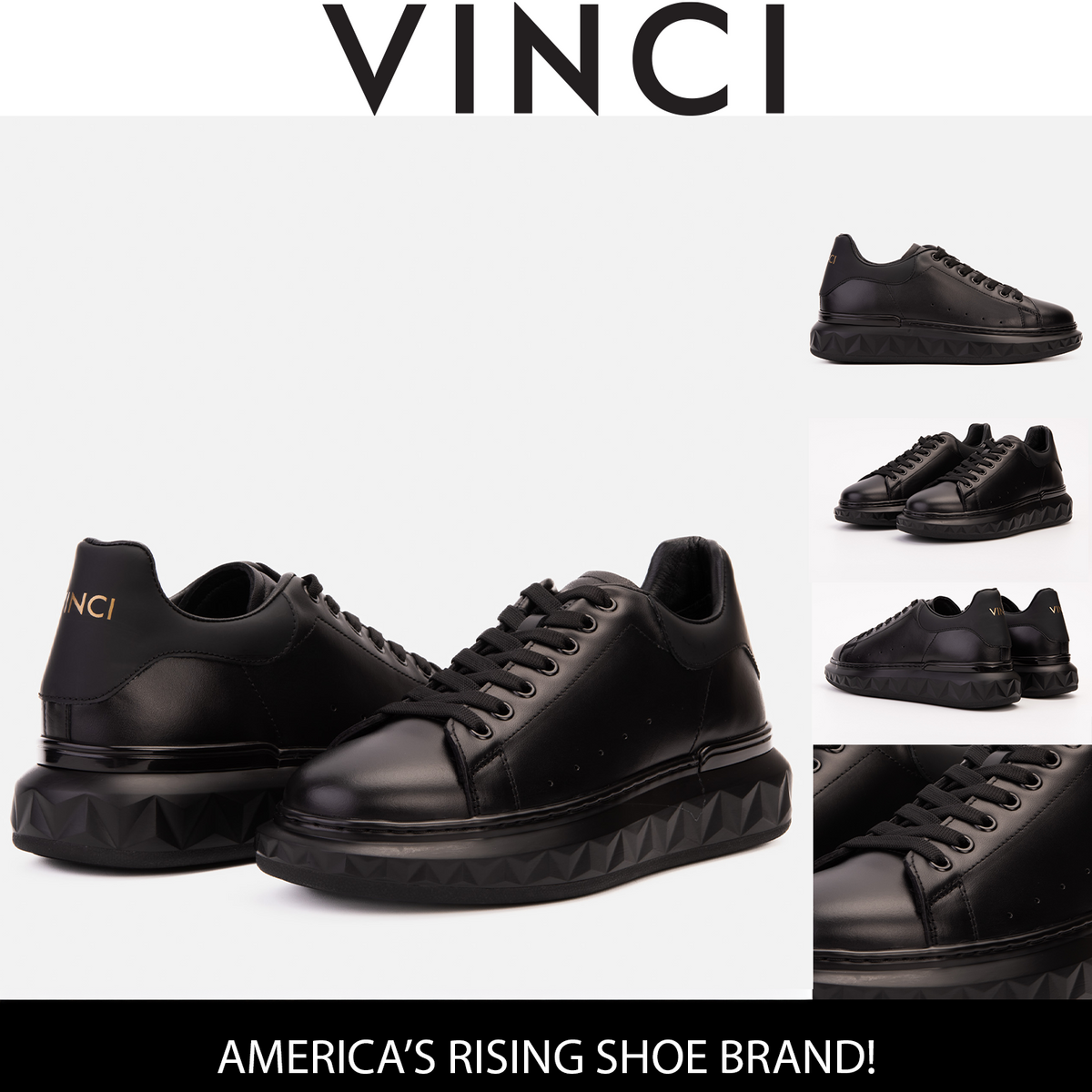 Vinci Leather The Linq Black Leather Men Sneaker – product view 4