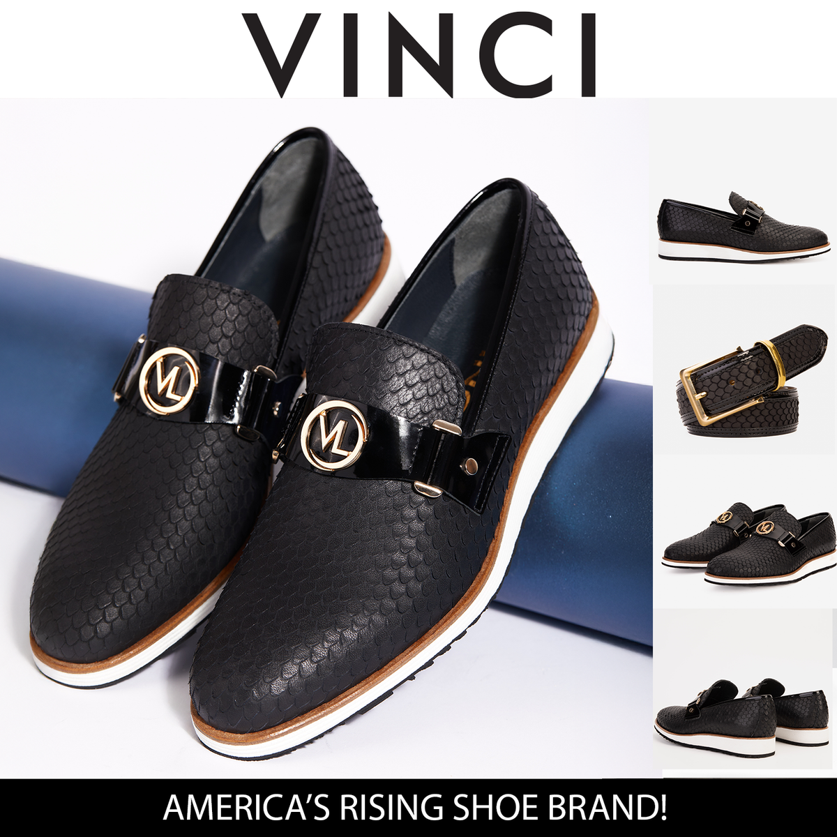 Vinci Leather The Legacy Black Leather Men Casual Loafer Shoe – product view 3