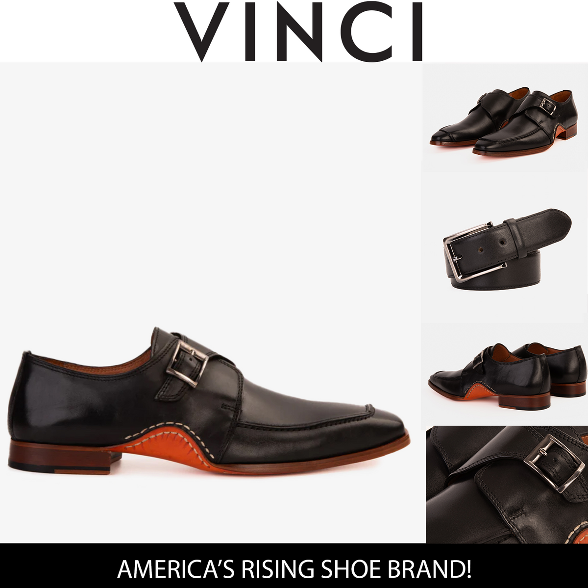 Vinci Leather The Hagrid Black Single Monk Strap Handmade Men Shoe – product view 8
