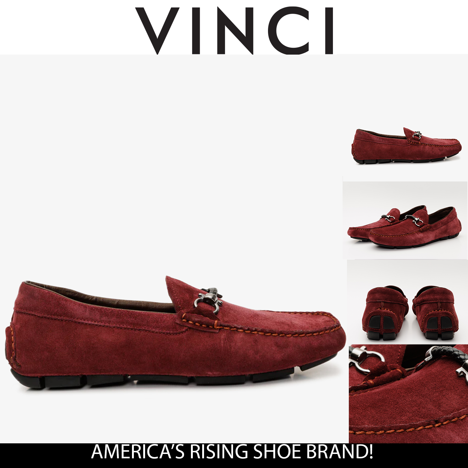 The Bari Burgundy Suede Leather Bit Drive Loafer Men Shoe