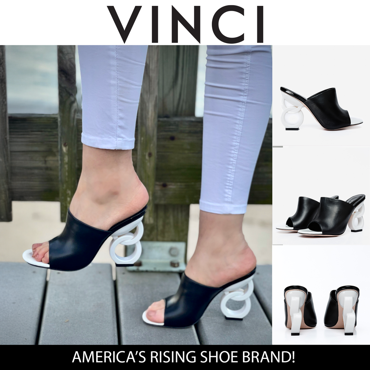 Vinci Leather The Cymmer Black Leather Women Sandal – product view 5
