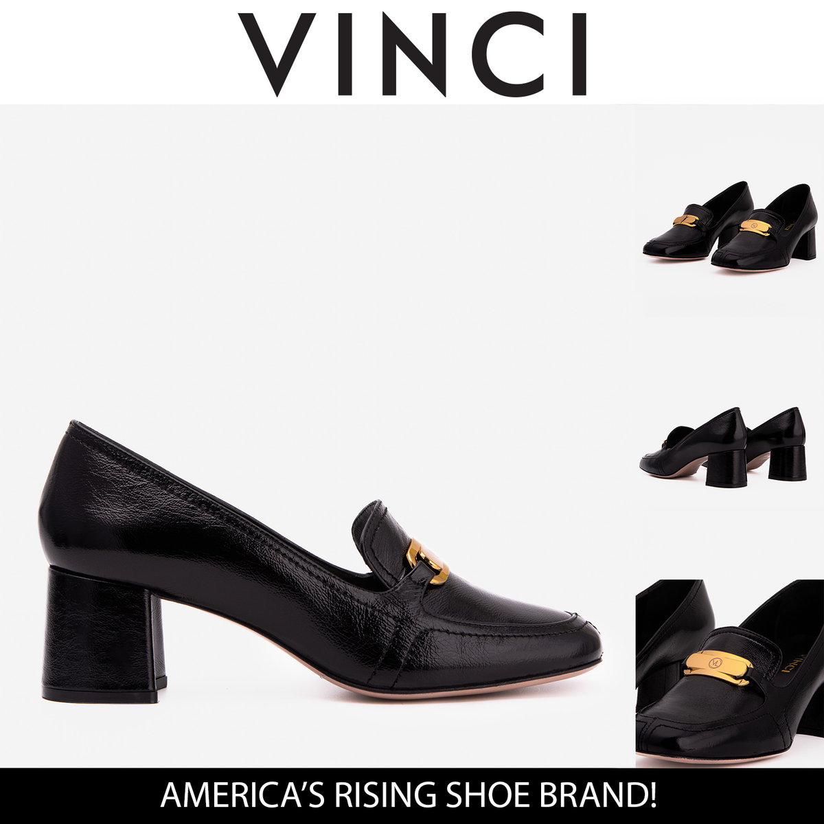 Vinci Leather The Victoria Black Leather Block Heel Pump Women Shoe – product view 7