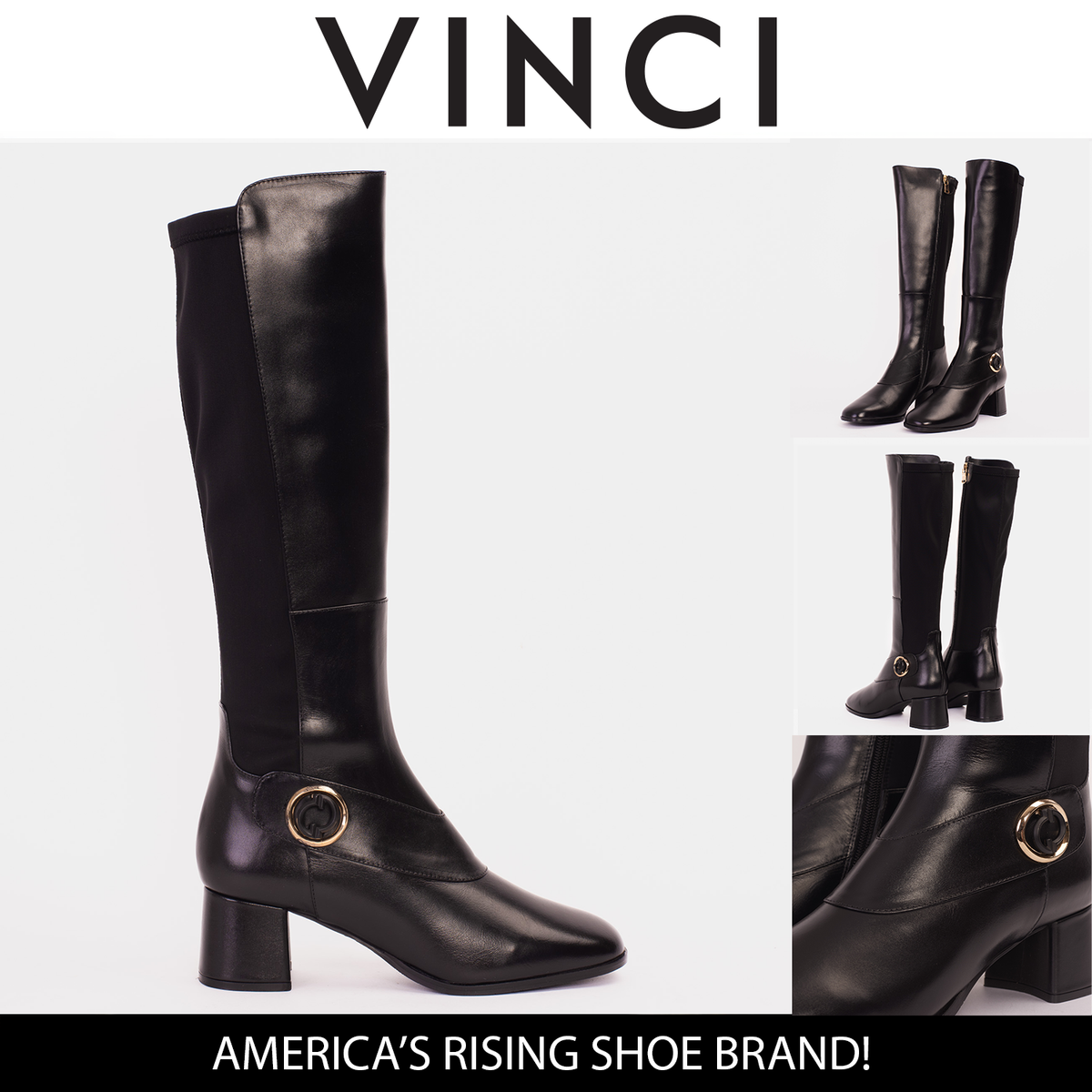 Vinci Leather The Windsor Black Leather Knee High Women Boot – product view 7