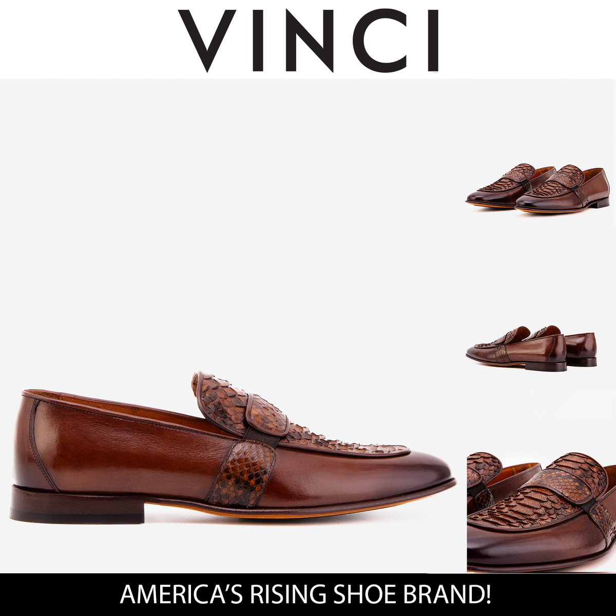 The Dorian Tan Python & Baby Buffalo Leather Loafer Men Shoe