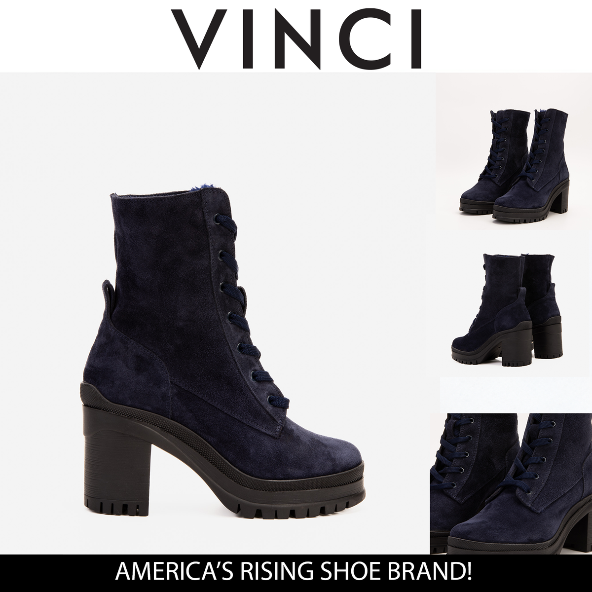 Vinci Leather The Elera Navy Blue Leather Block Heel Women Boot – product view 9