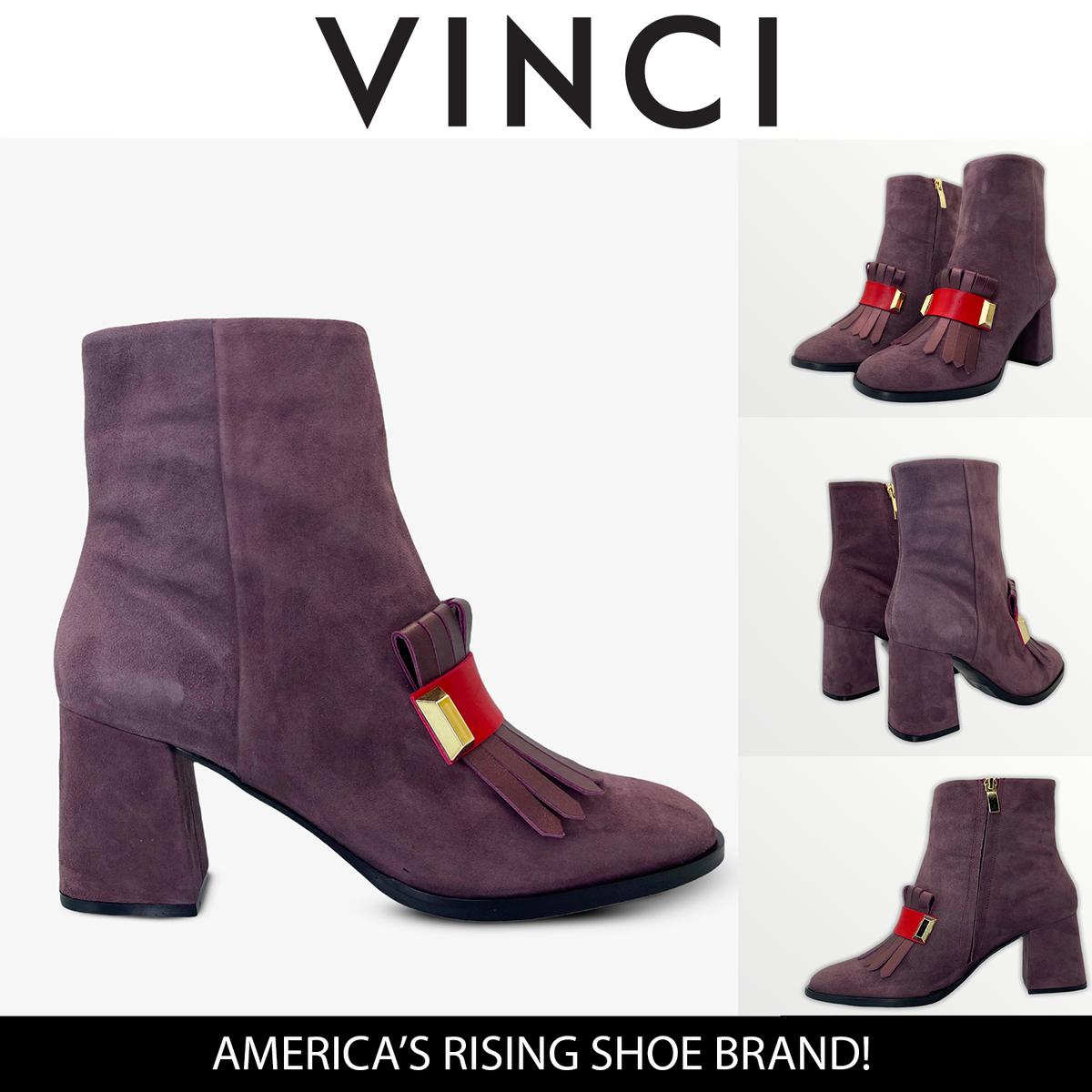 Vinci Leather The Luksor Rose Suede Leather Block Heel Women Boot – product view 8