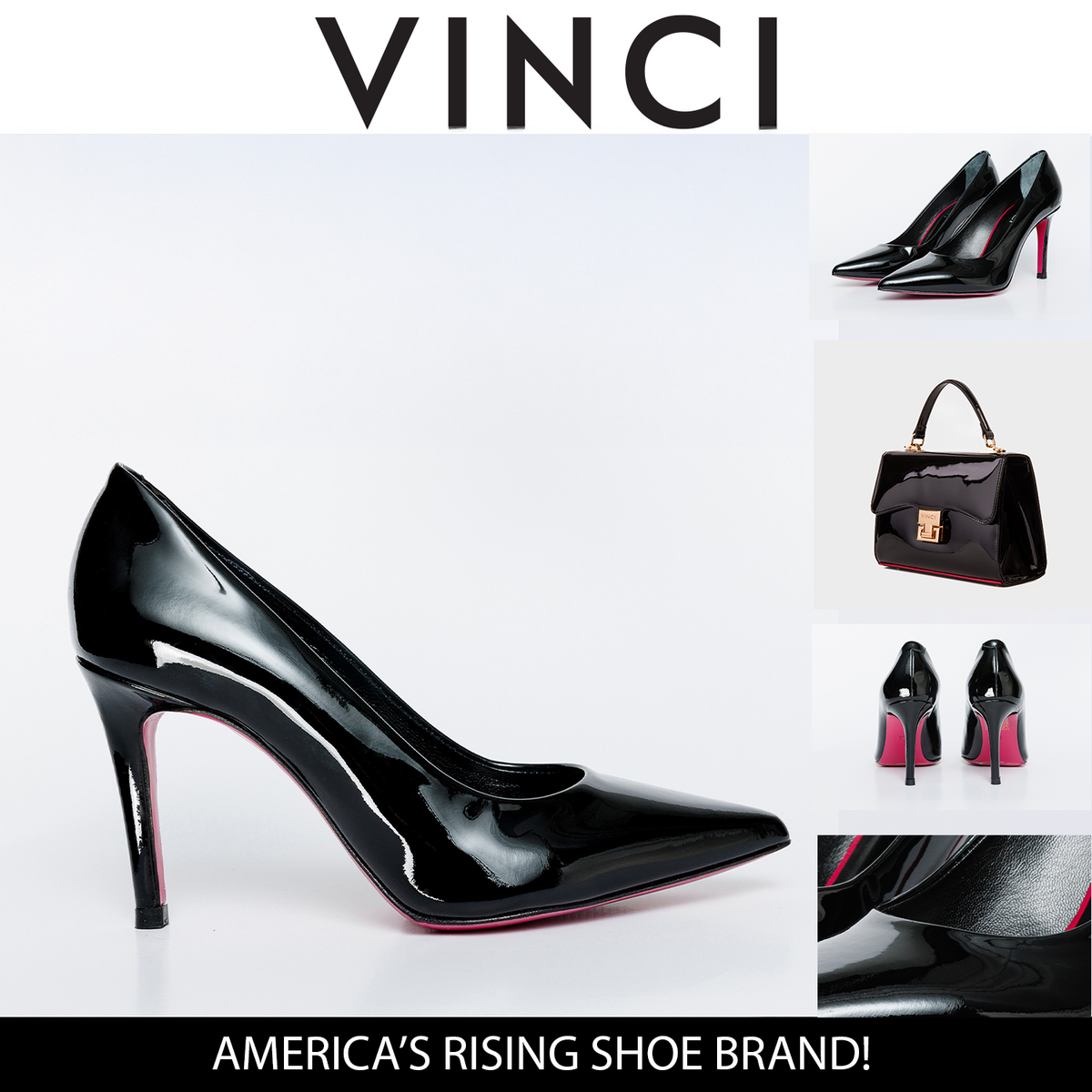 Vinci Leather The Ege Black Patent Leather Pump Fuchsia Sole Women Shoe – product view 5