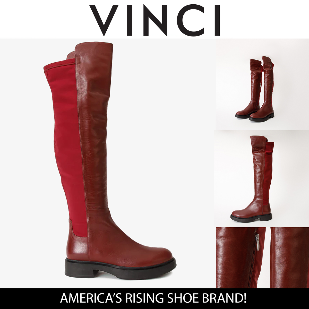 Vinci Leather The Harmony Belle Burgundy Leather Knee High Women Boot – product view 6