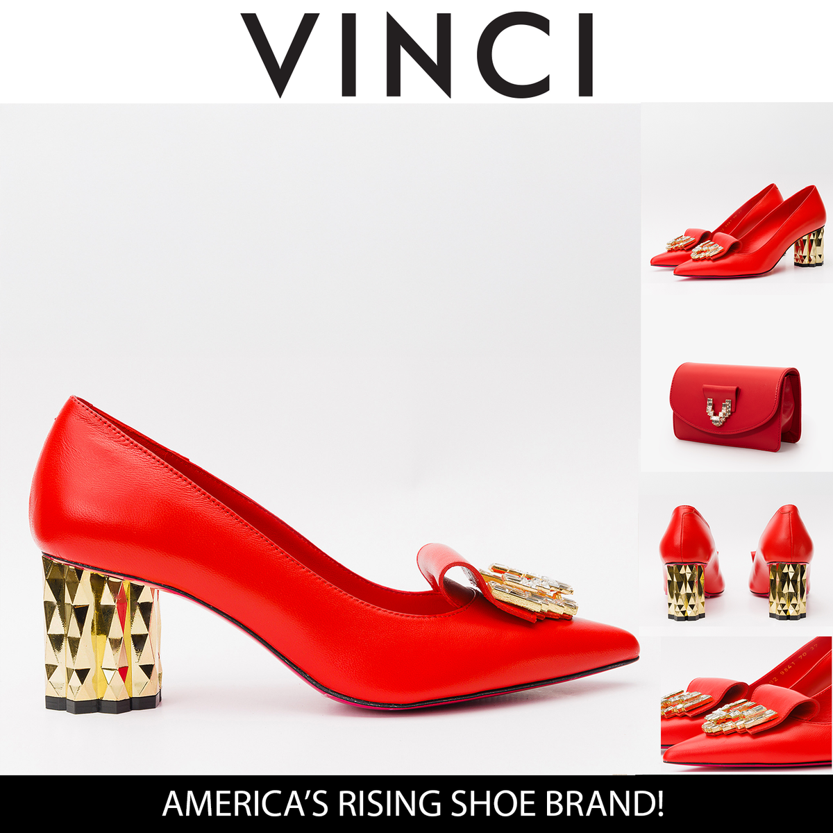 Vinci Leather The Love Red Leather Block Heel Pump Women Shoe – product view 5