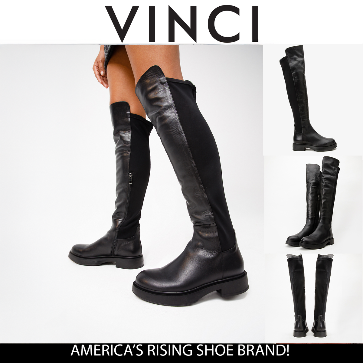 Vinci Leather The Harmony Belle Black Leather Knee High Women Boot – product view 15