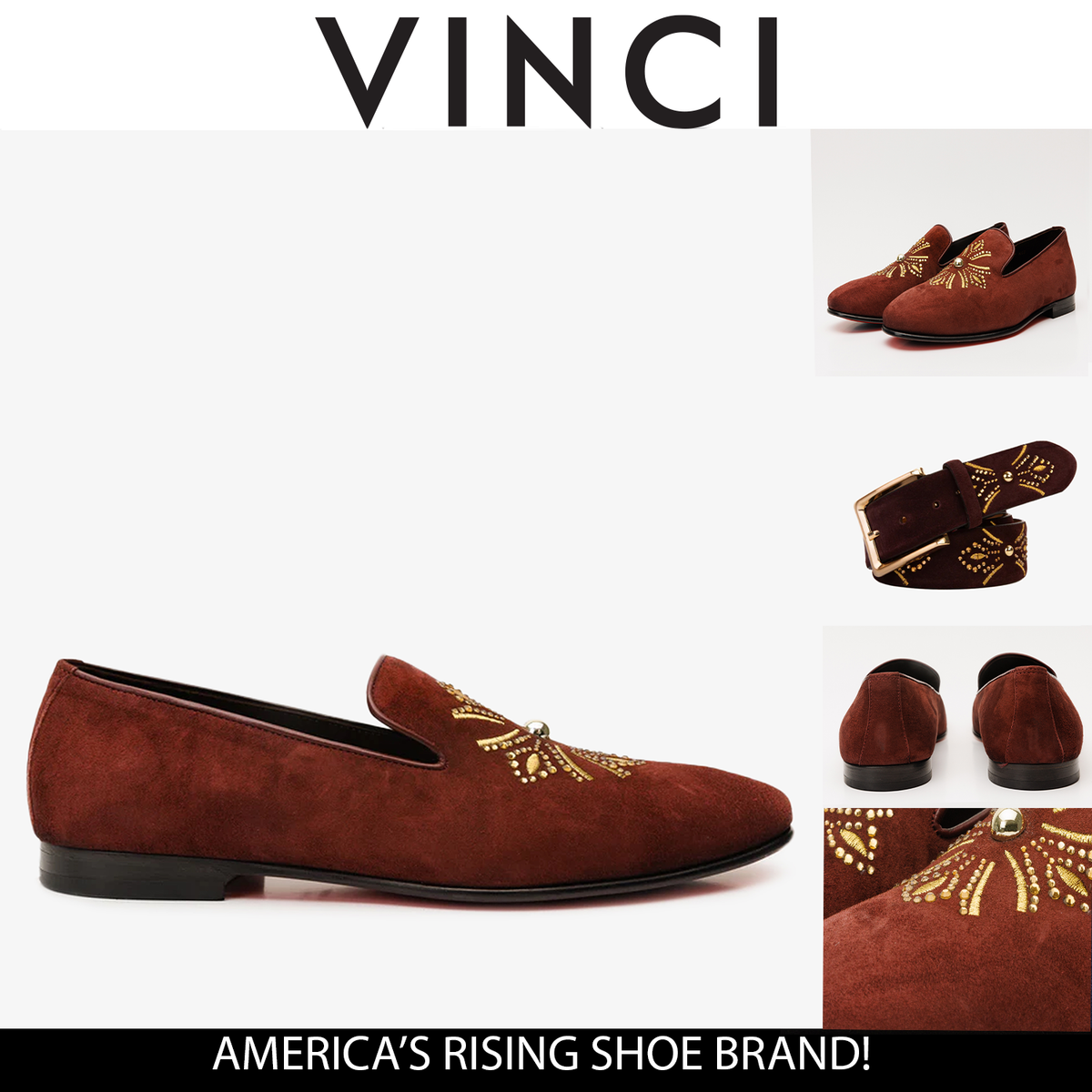 Vinci Leather The Lazio Shoe Burgundy Suede Slip-on Loafer Men Shoe – product view 5