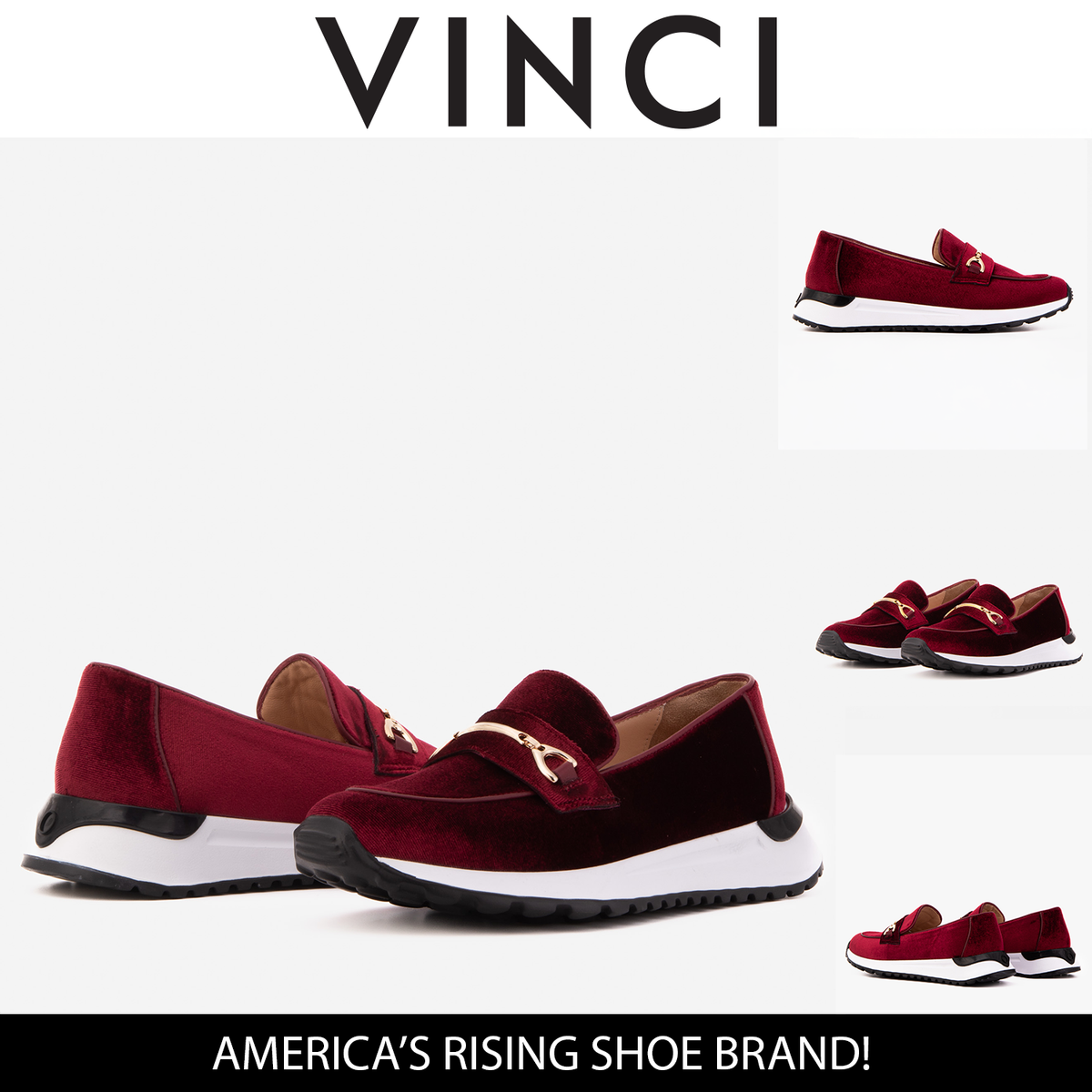 Vinci Leather The Milan Burgundy Leather Women Sneaker – product view 3