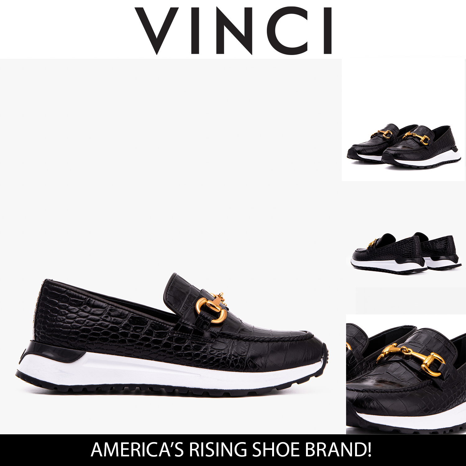 The Milan Black Croc-Embossed Leather Women Sneaker