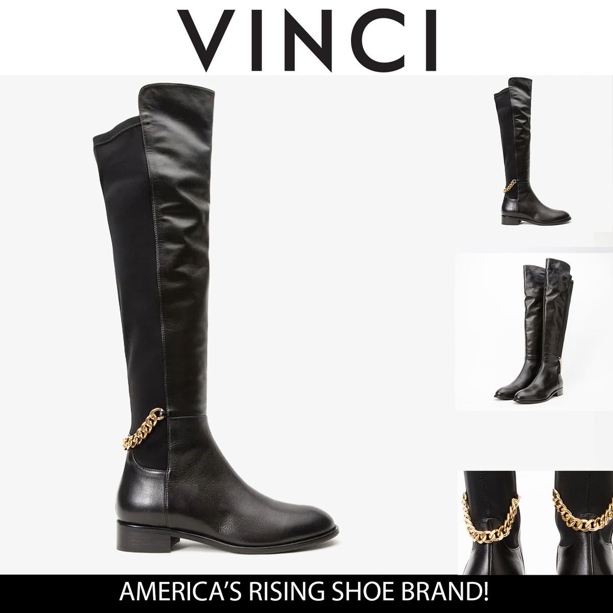 Vinci Leather The Tallin Black Leather Knee High Women Boot – product view 6