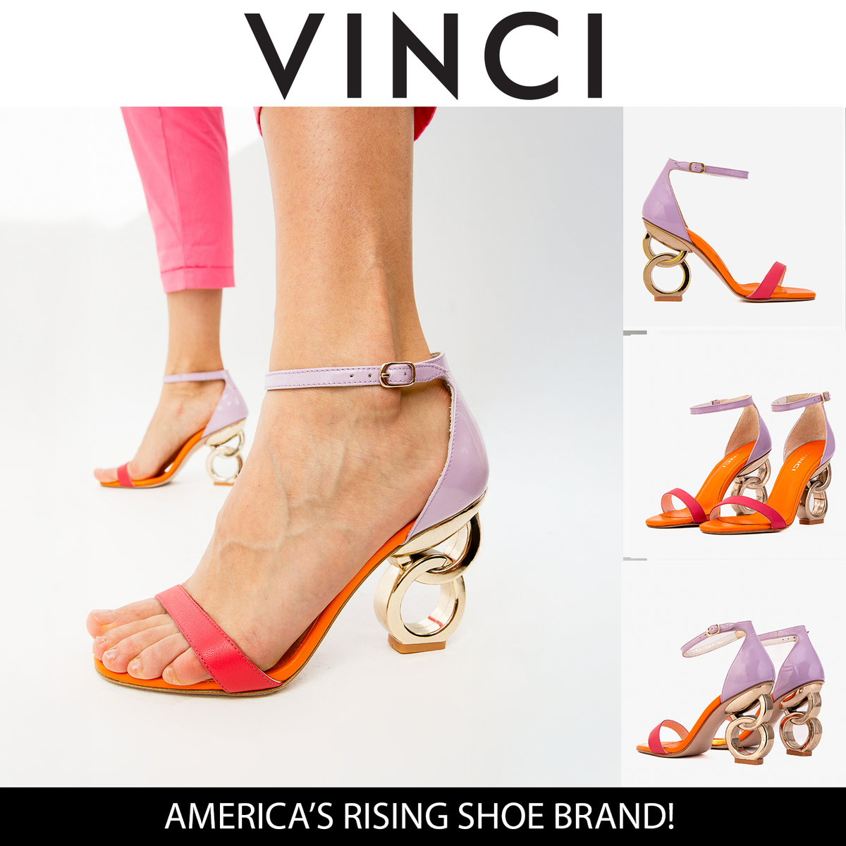 Vinci Leather The Helix Heel Multicolor Leather Women Sandal – product view 5