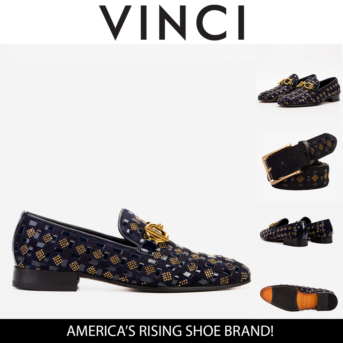 Vinci Leather The Vicino Shoe Navy Blue Bit Dress Loafer Men Shoe – product view 8