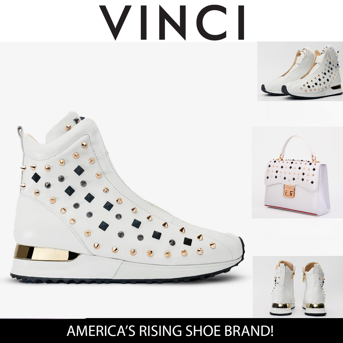 Vinci Leather The Infanta High-Top White Spike Leather Women Sneaker Limited Edition – product view 5