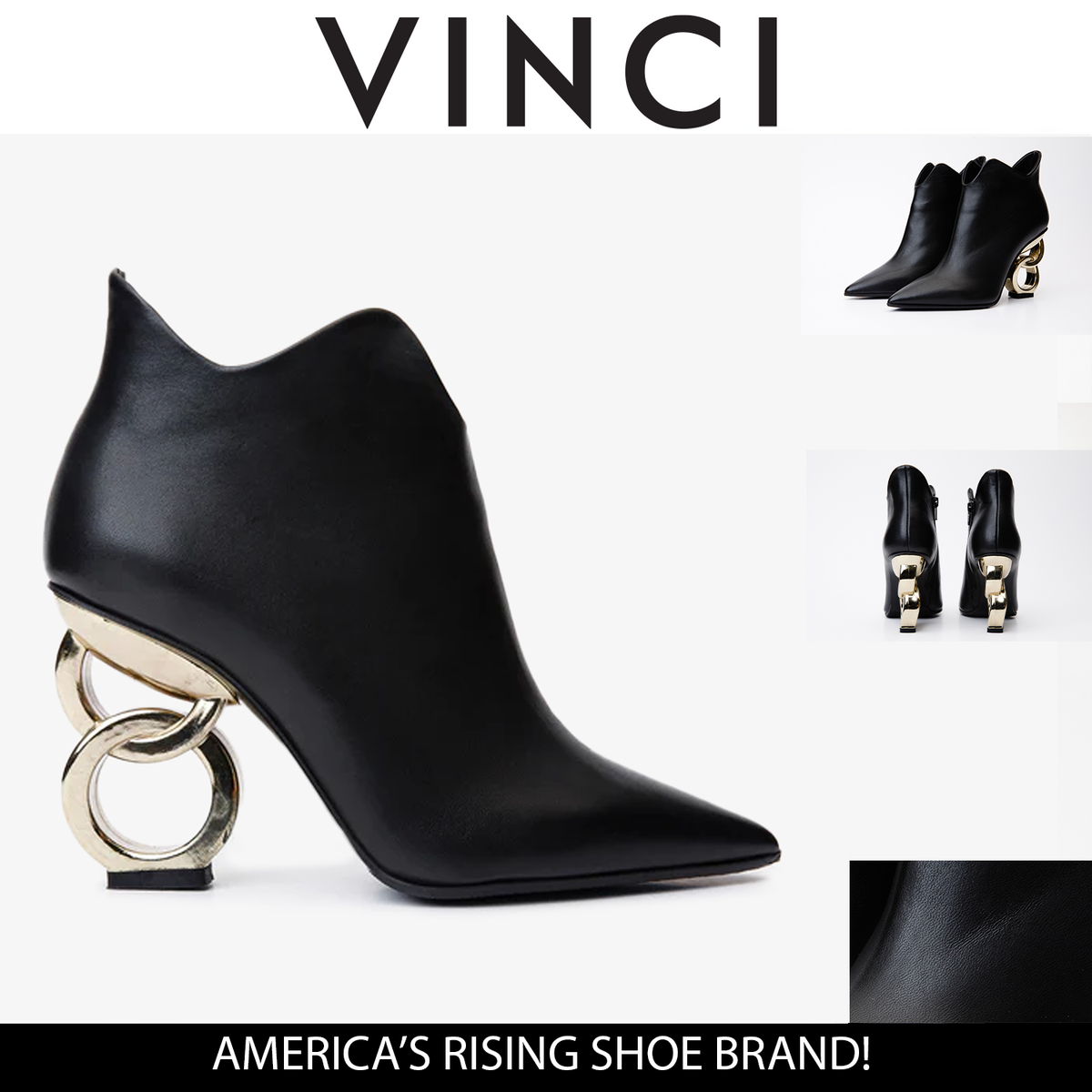 Vinci Leather The Abriel Black Leather Ankle Women Boot – product view 5