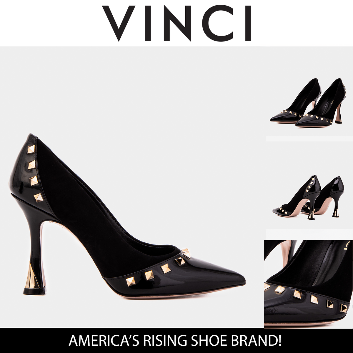Vinci Leather The Bella Vita Studded Black Leather Pump Women Shoe – product view 6