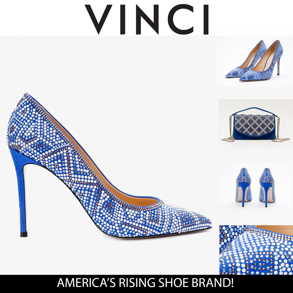 Vinci Leather The Nampula Sax Blue Glitter Leather Pump Women Shoe – product view 5