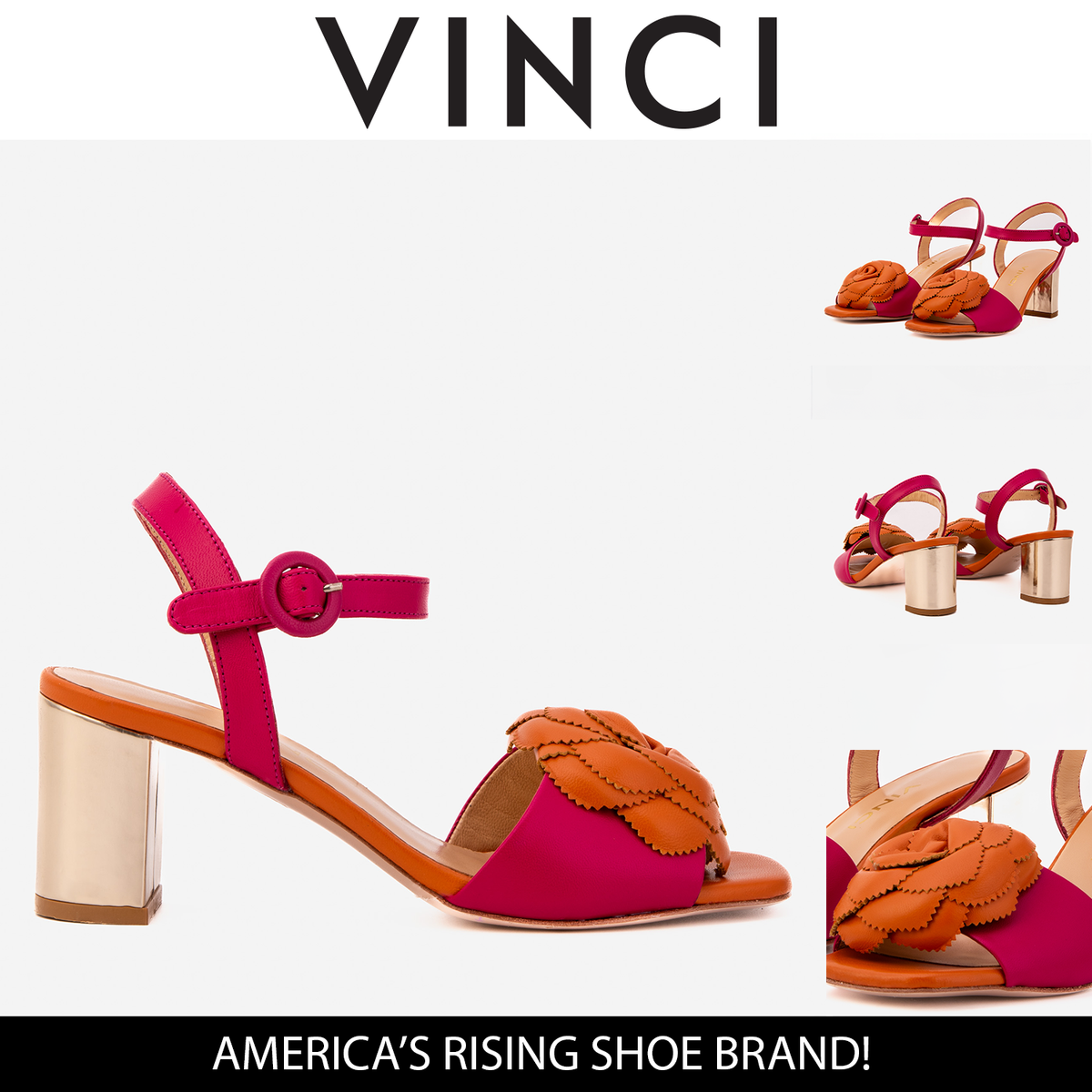Vinci Leather The Salerno Fuchsia Leather Women Sandal – product view 5