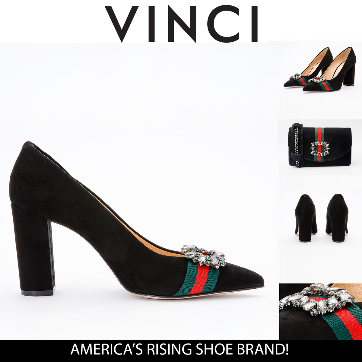 Vinci Leather The Afega Black Suede Leather Block Heel Pump Women Shoe – product view 5