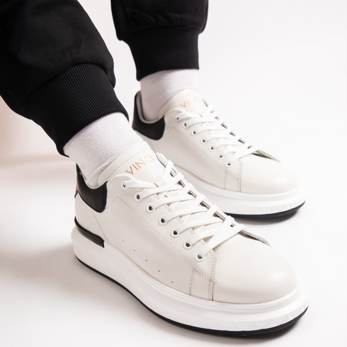 Vinci Leather The Linq White Leather Men Sneaker – product view 10