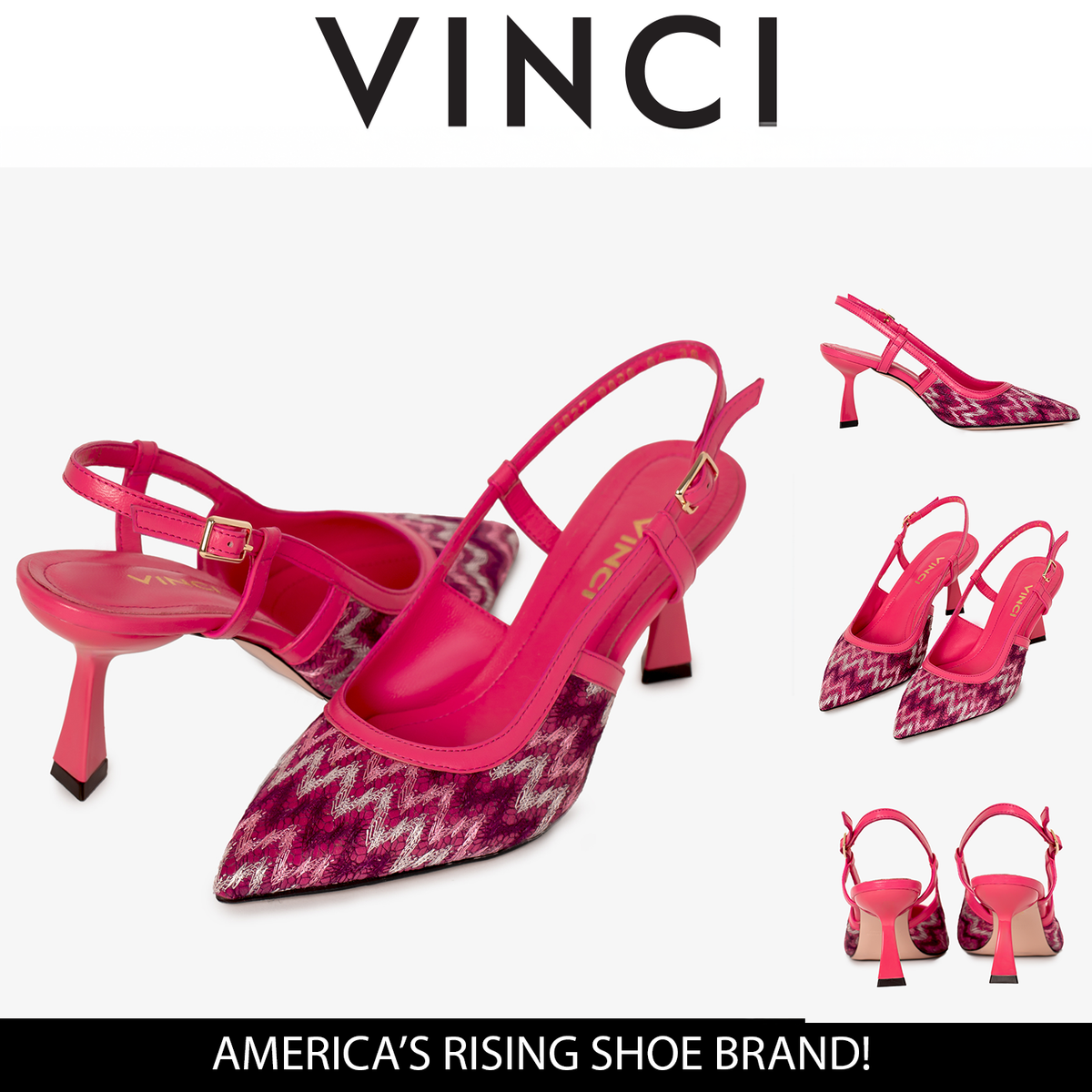 Vinci Leather The Napoli Fuchsia Leather Slingback Women Sandal – product view 6