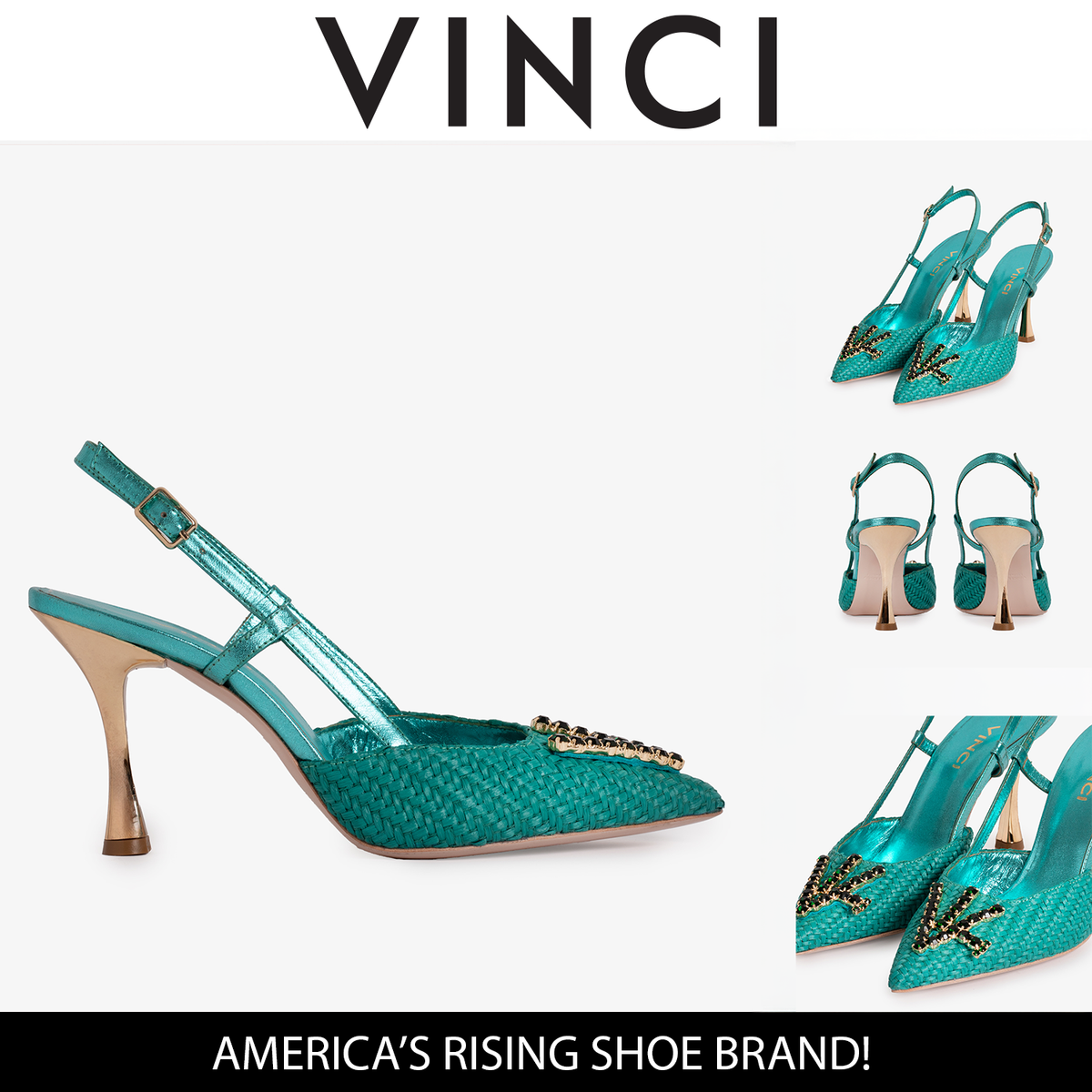 Vinci Leather The Luna Turquoise Leather Slingback Women Sandal – product view 5