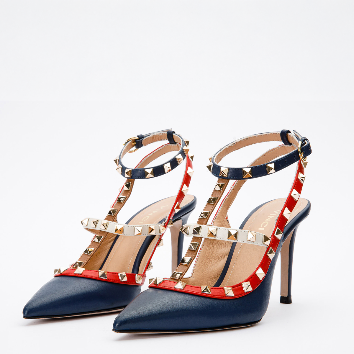 The Sogi Navy Blue Leather Slingback Women Sandal