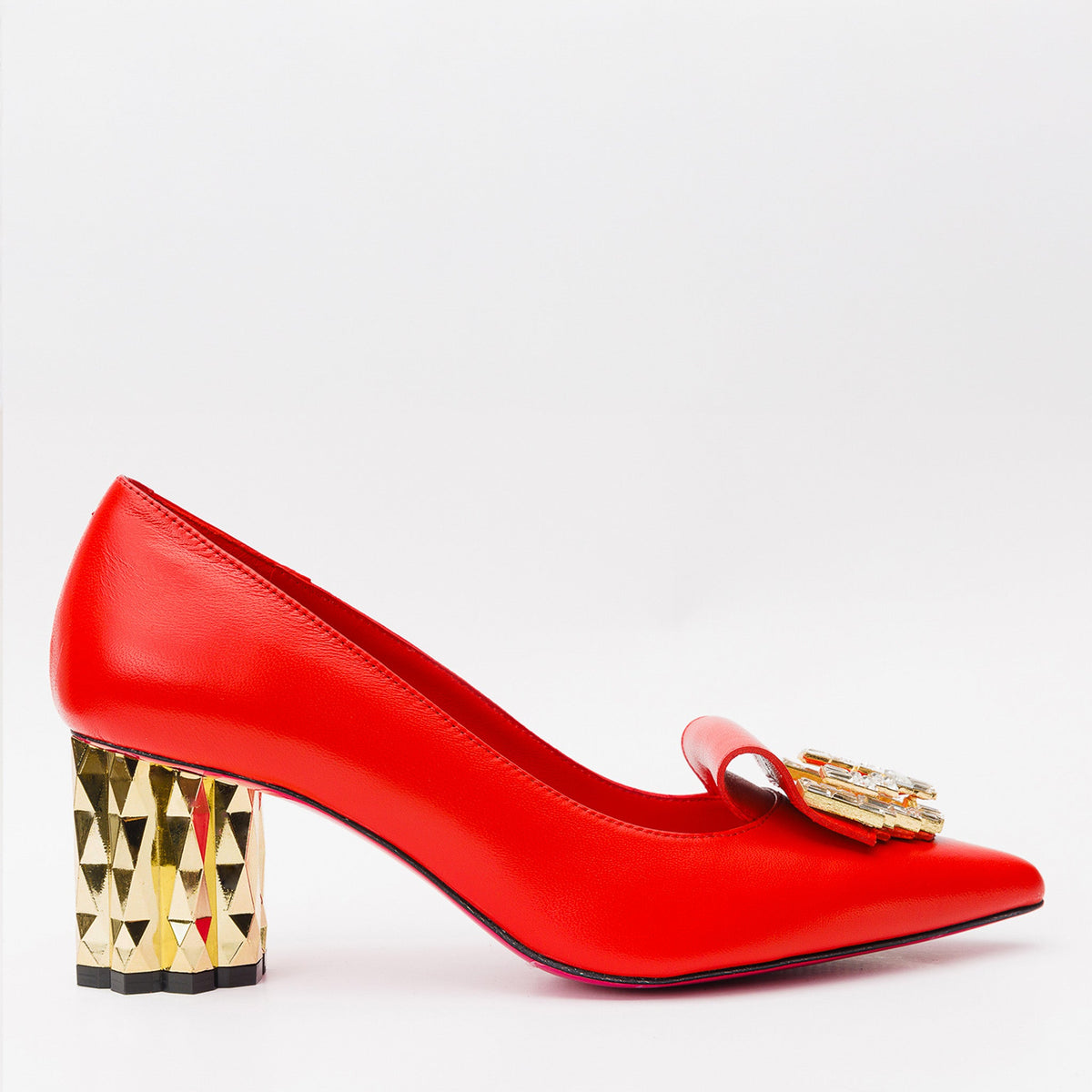 Vinci Leather The Love Red Leather Block Heel Pump Women Shoe – product view 1