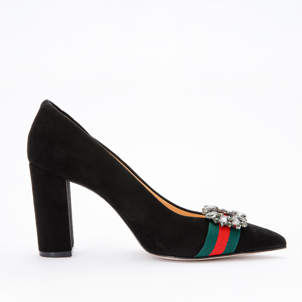 Vinci Leather The Afega Black Suede Leather Block Heel Pump Women Shoe – product view 1