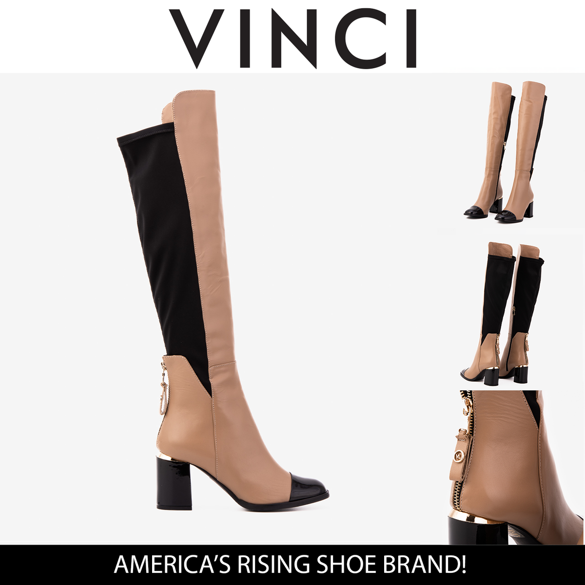 Vinci Leather The Verona Cream Leather Knee High Women Boot – product view 7