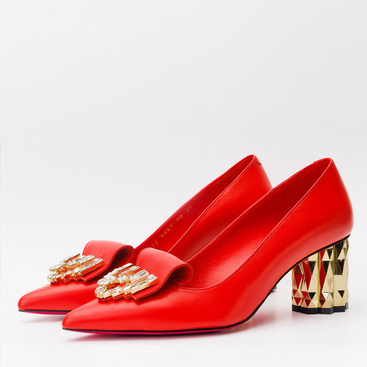 Vinci Leather The Love Red Leather Block Heel Pump Women Shoe – product view 2