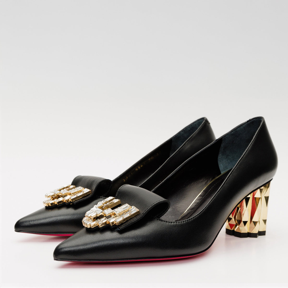 Vinci Leather The Love Black Leather Block Heel Pump Women Shoe – product view 2